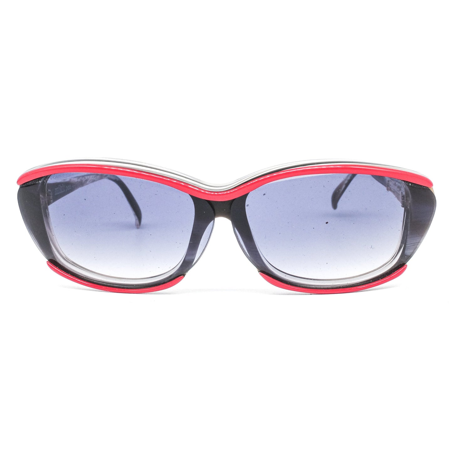 Alain Milki Vintage oval square black/red acetate sunglasses, 90s NOS handmade in France