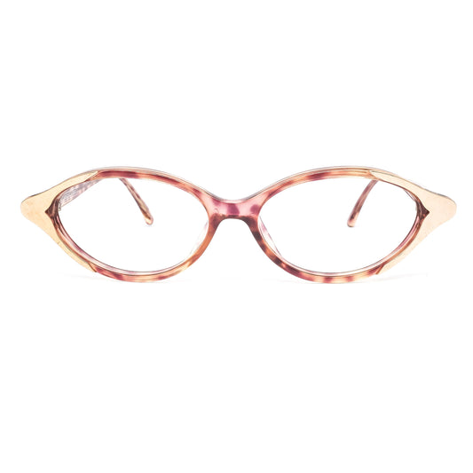 Christian Lacroix vintage brown pinkish tortoise acetate eyeglasses frames with golden details, 80s nos Germany