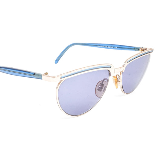 Enrico Coveri 217 gold/blue cello cateye sunglasses, 1990s NOS Italy