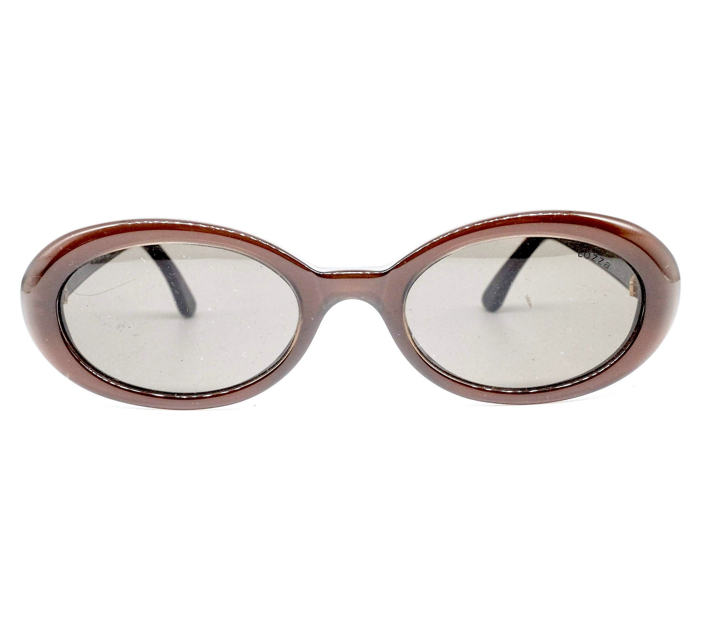 Lozza brown cel oval retro sunglasses hand made in Italy ,  1990s  NOS