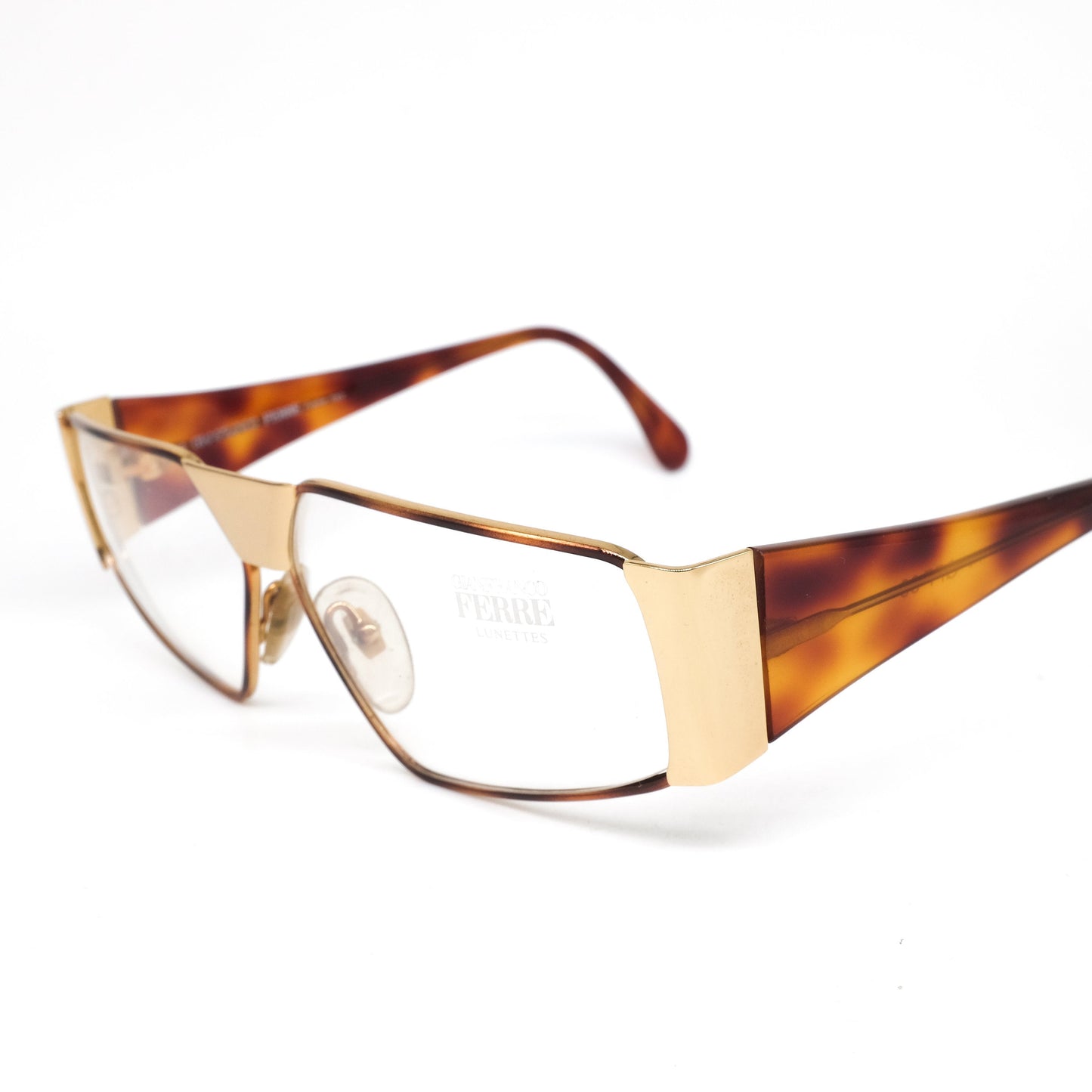 Gianfranco Ferrè GFF 38 brown tortoise/golden eyeglasses frames, NOS 1990s made in Italy.