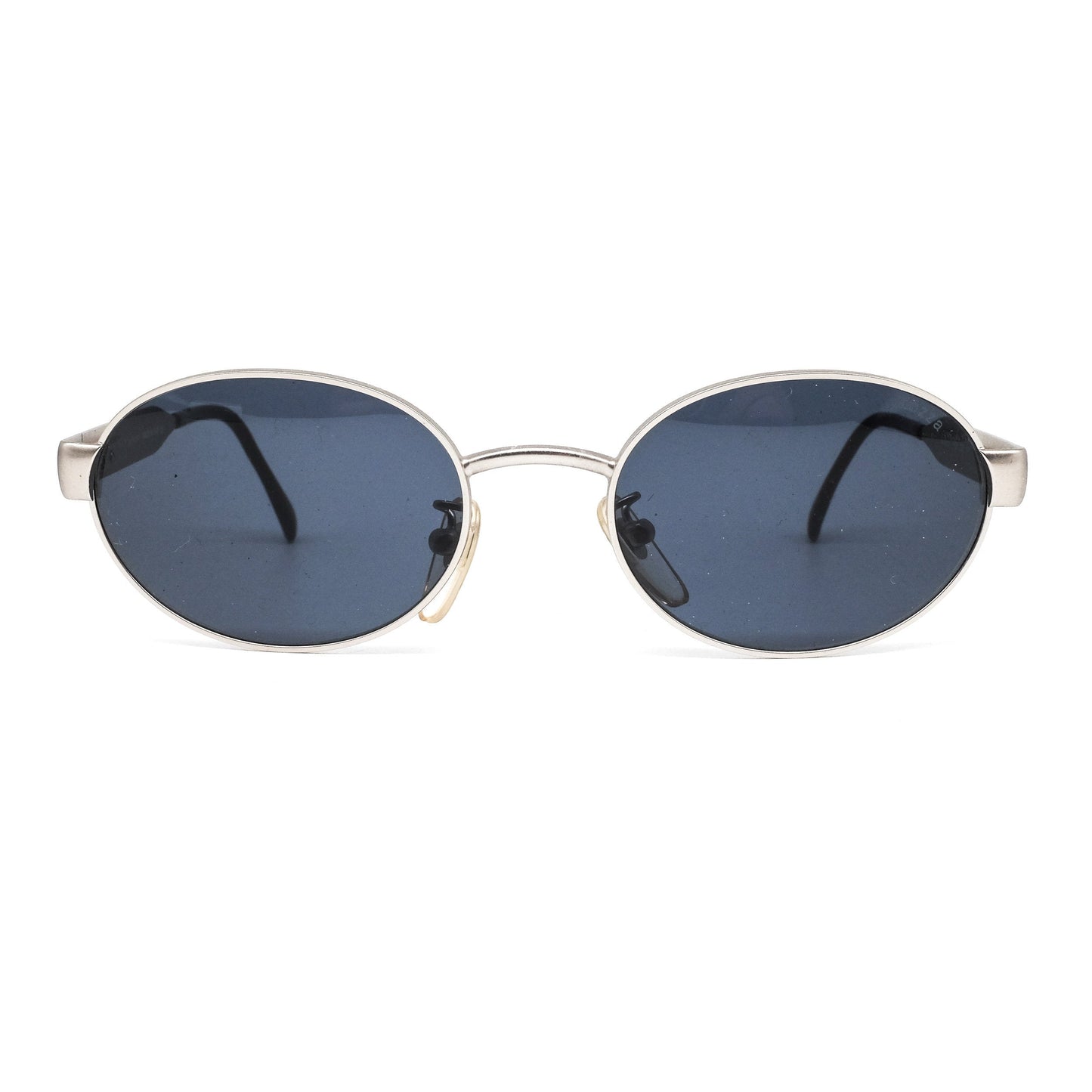 Lozza SL1128 silver metallic sunglasses with black lenses made in Italy 1990s NOS