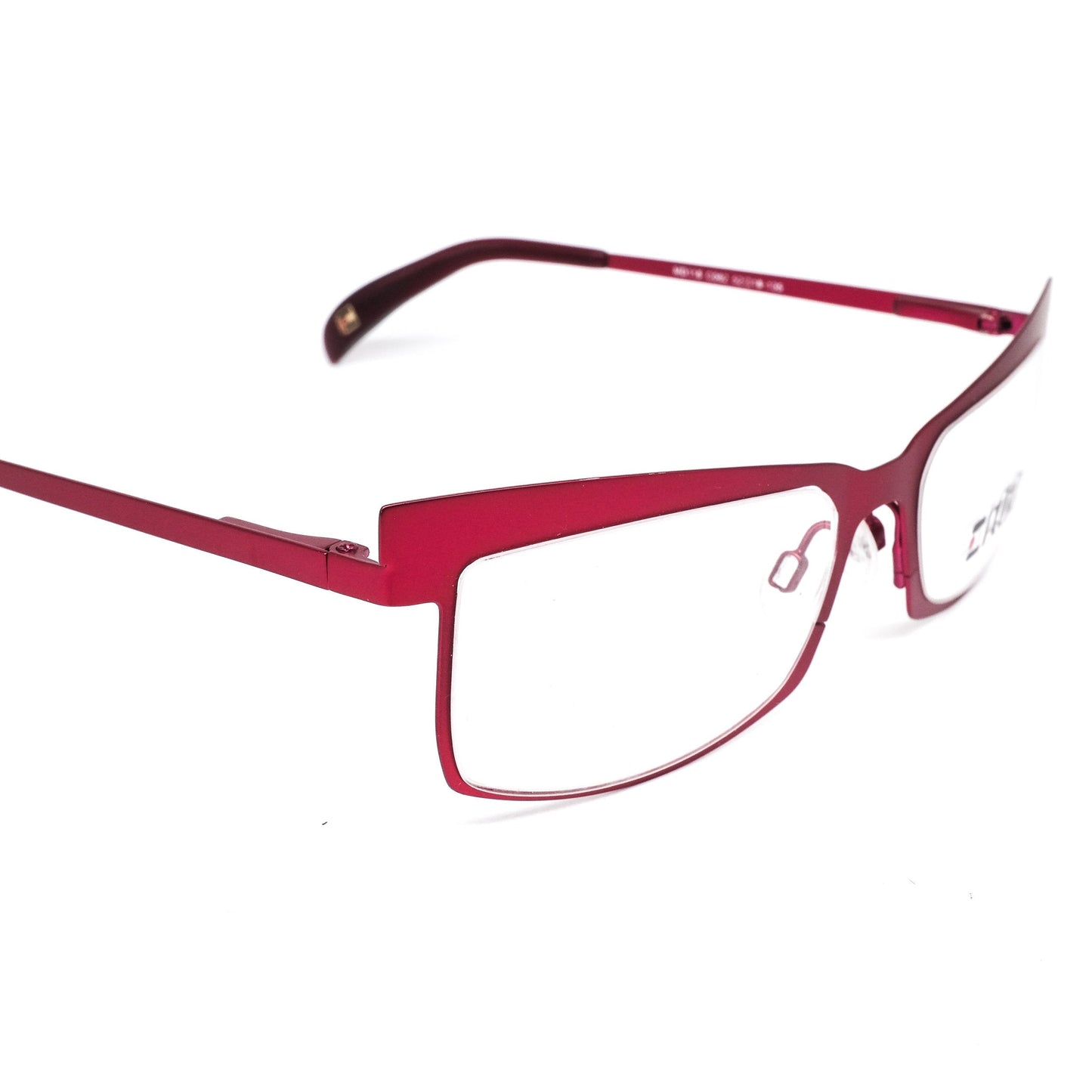 Ergo light metallic square eyeglasses in burgundy colour made in italy in the 80s NOS