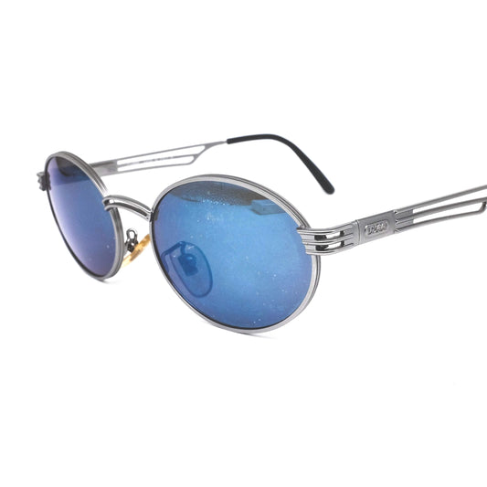 Lozza gunmetal round shaped sunglasses with cut off bridge and temples w steampunk vibe Made in italy in the 80s NOS