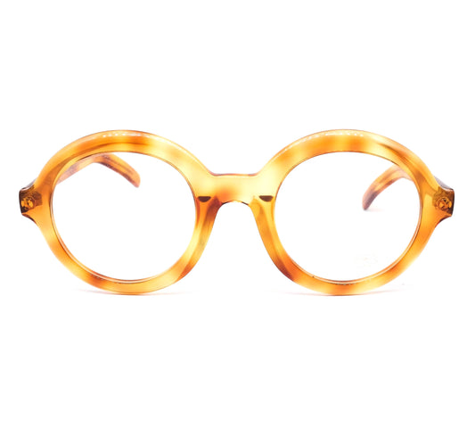 Monica Vitti large brown tortoise round acetate eyeglasses frames 80s NOS Italy