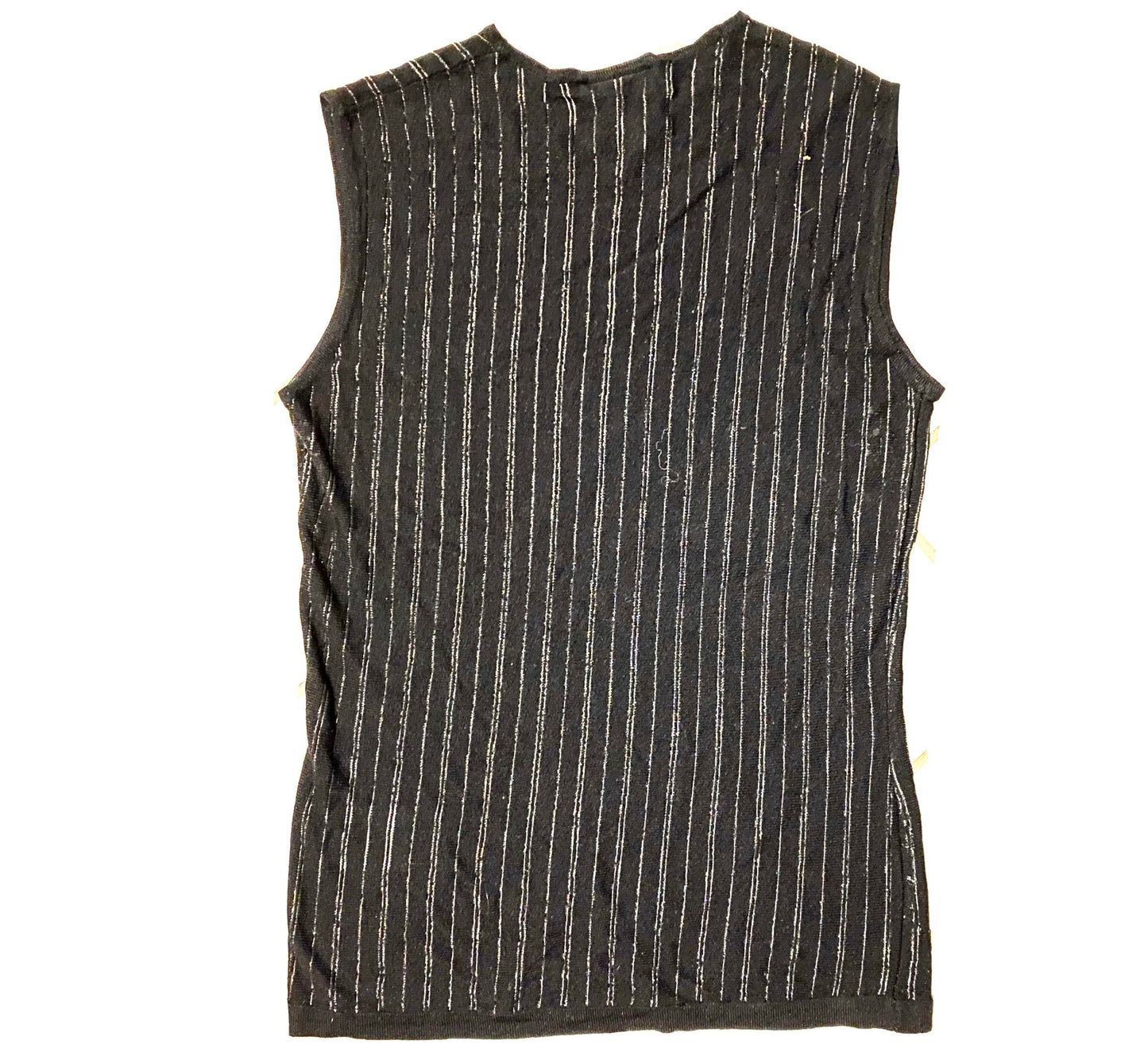 Versace Jeans couture black see through pinstripe tank top, sz M, 90s mint condition.