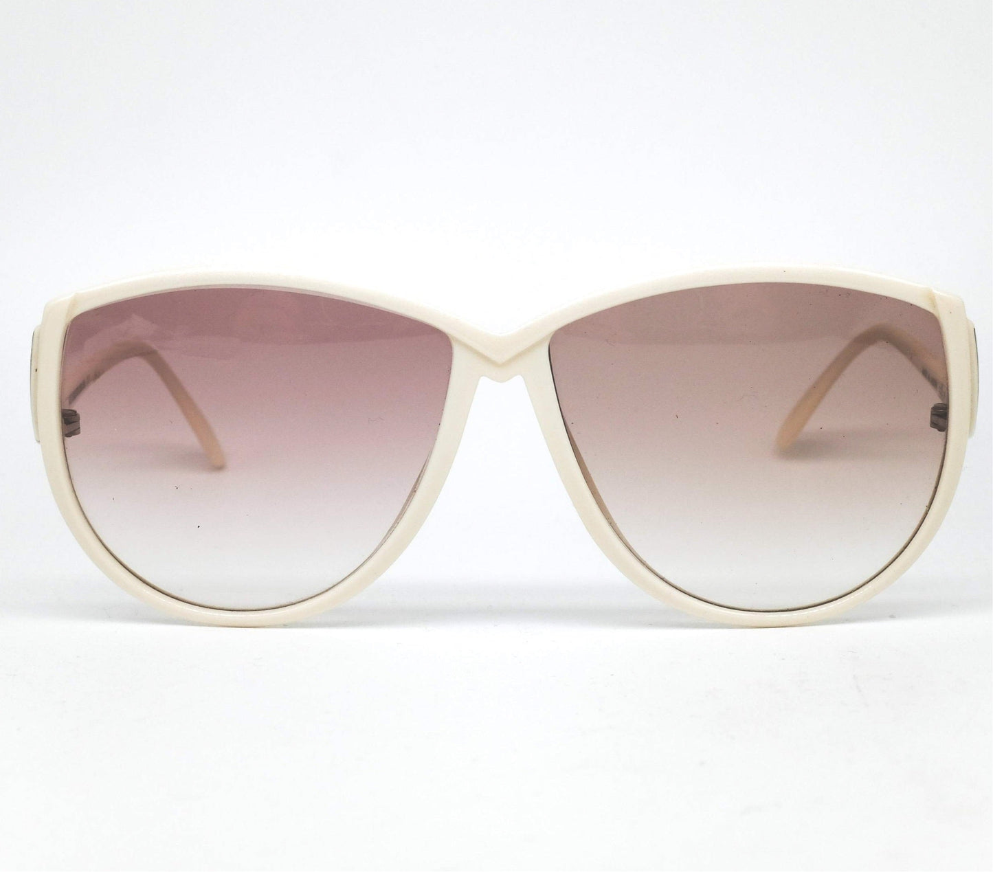 Silhouette 3032 squarish sunglasses in white acetate with brown degrade lenses, 1970s space age NOS