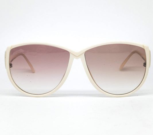 Silhouette 3032 squarish sunglasses in white acetate with brown degrade lenses, 1970s space age NOS