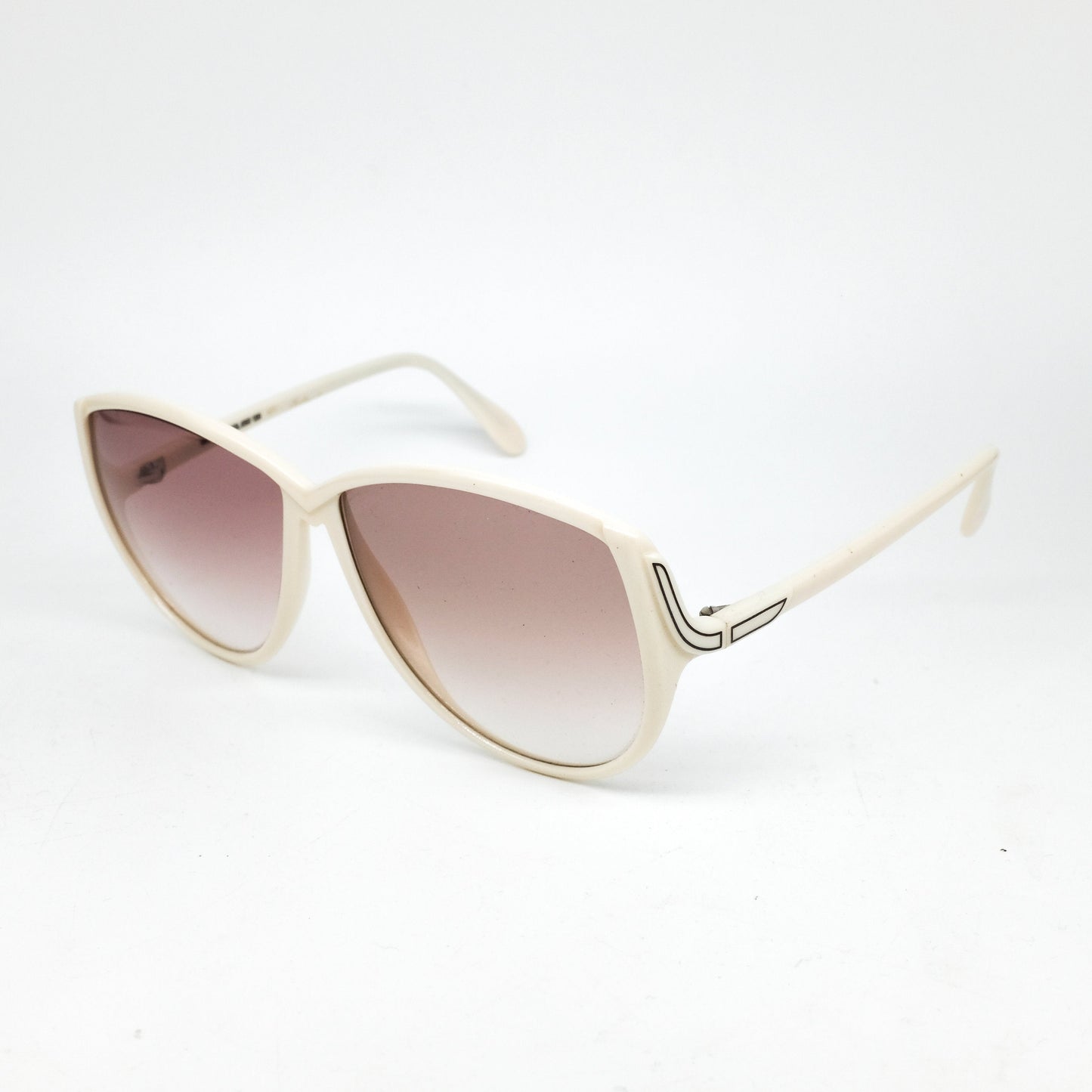 Silhouette 3032 squarish sunglasses in white acetate with brown degrade lenses, 1970s space age NOS