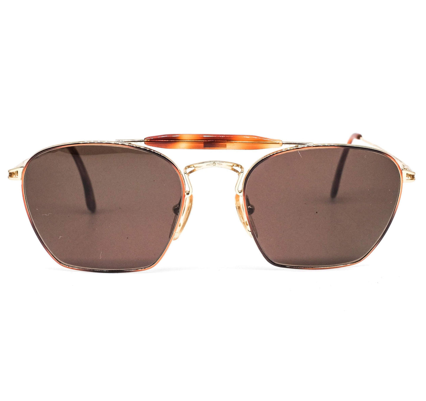 Look gold/brown tortoise cello aviator sunglasses with brown lenses, 1980s nos