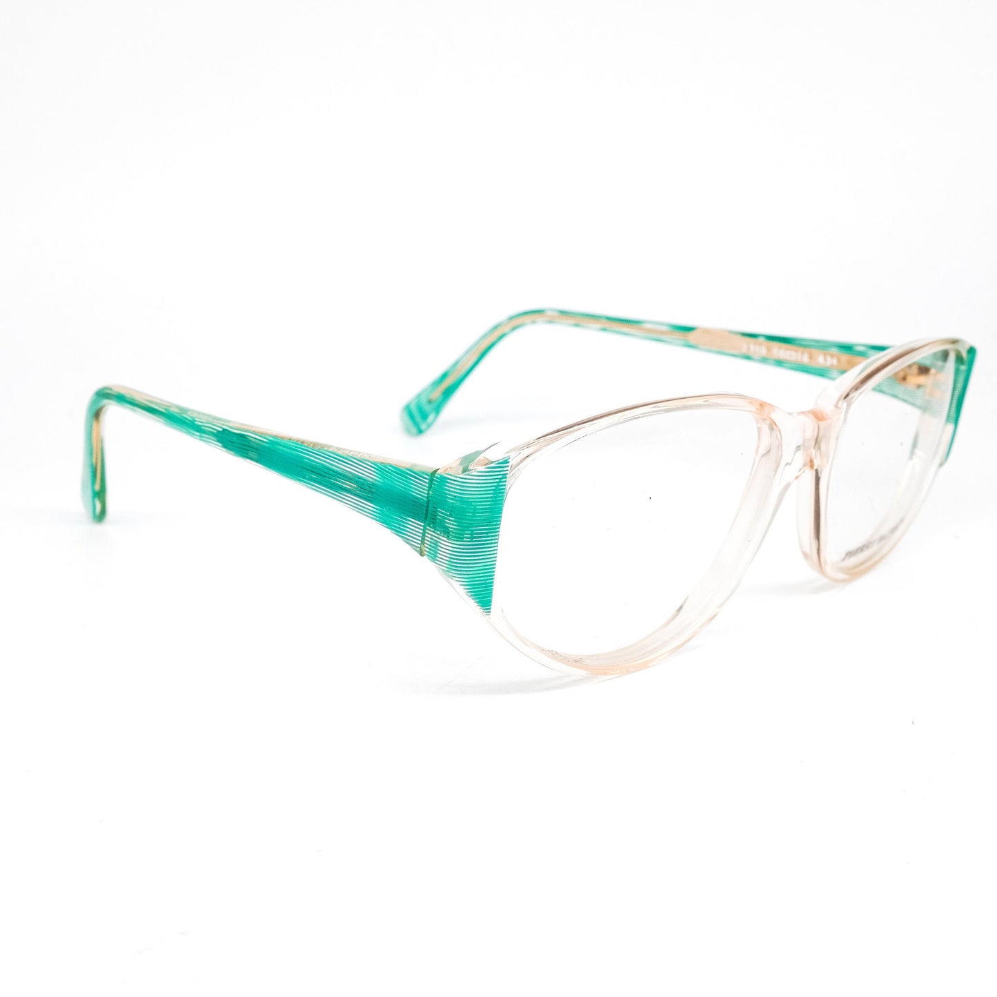 Pierre Balmain 2159 green/clear cat eye eyeglasses frames, NOS 80s Made in France