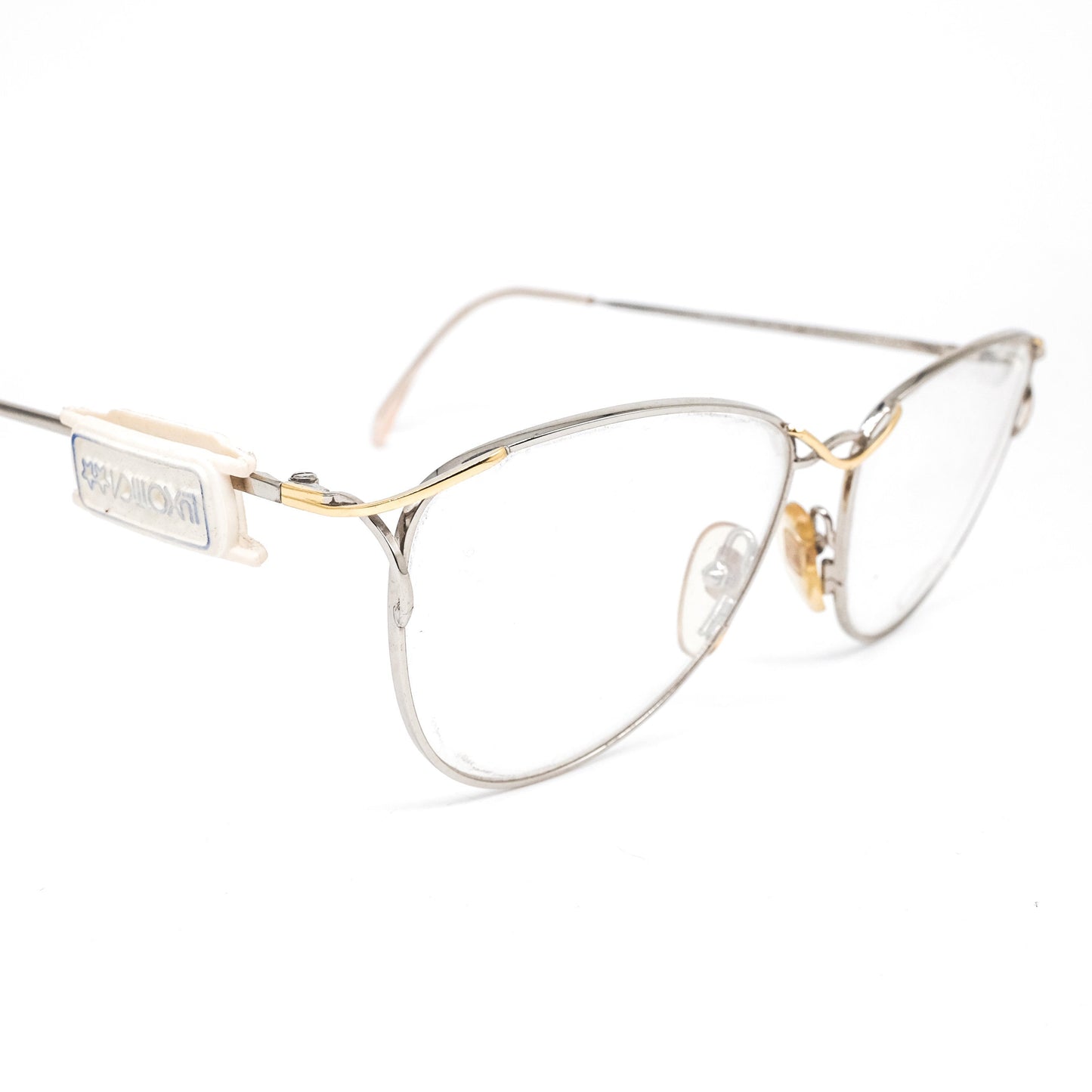 Fendi silver/gold Metal cateye eyeglasses frames, 2 inverted colorways,NOS 80s Italy