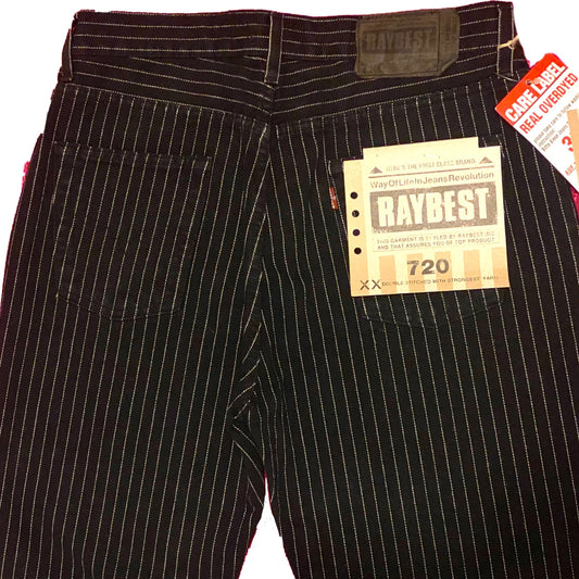 Raybest NOS black pinstripe 501 jeans straight cut made in Italy in the 80s, great fit and quality, mint by