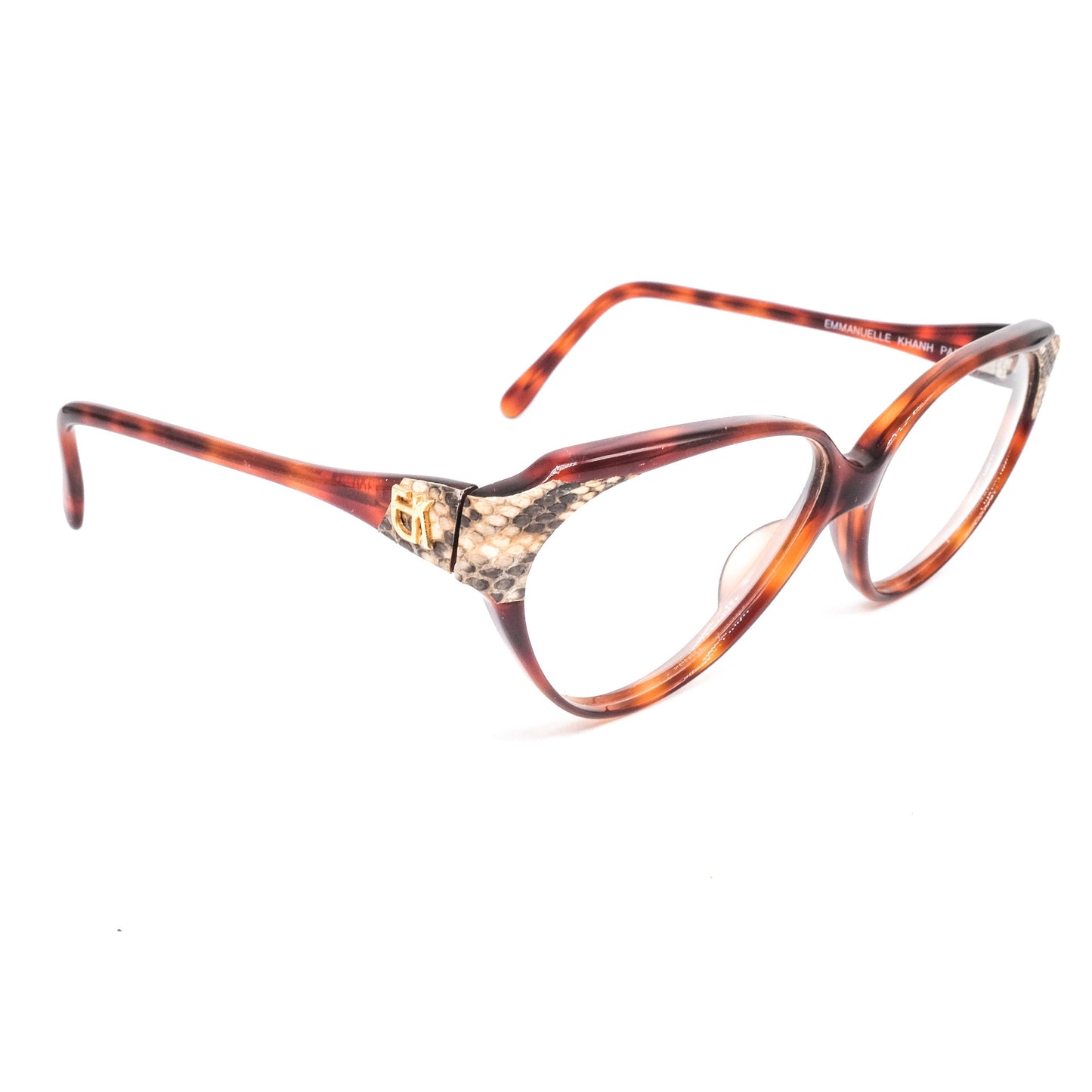 Emmanuelle Khanh 14100 vintage artistic cateye eyeglasses frame in brown cellulose acetate Made in France