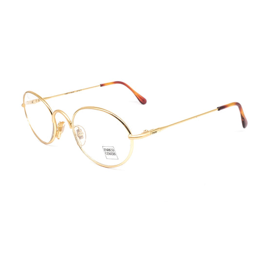 Enrico Coveri 330 850 gold metallic oval eyeglasses frames, 1990s NOS Italy