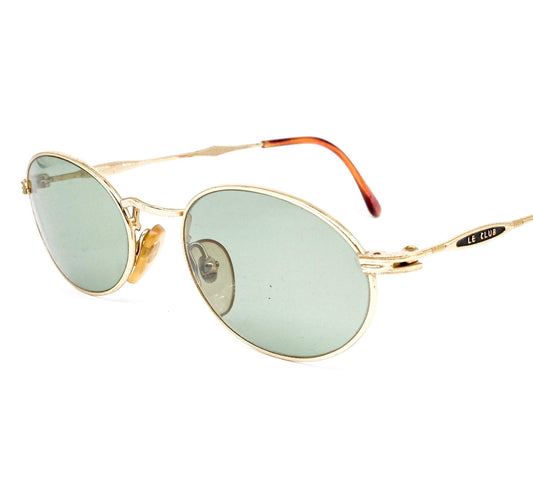 Le club italian made oval sunglasses with golden wire rim and slim artistic temples. NOS 80s