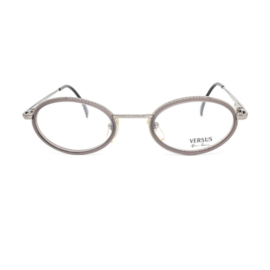 Versus Versace retro geeky oval silver eyeglasses frames, 90s NOS