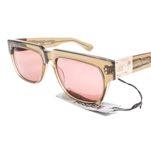 Kansai translucent light brown square acetate sunglasses with brown lenses made in Japan, 1980s NOS