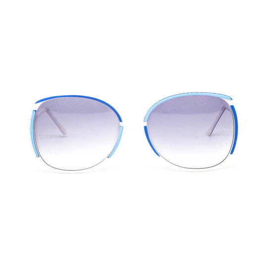 Vintage white and blue acetate butterfly style sunglasses with light blue lenses NOS 80s