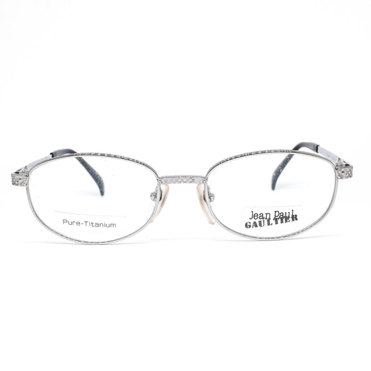 Jean Paul Gaultier 55-3184 oval silver eyeglasses with in titanium, made in Japan NOS 1980s