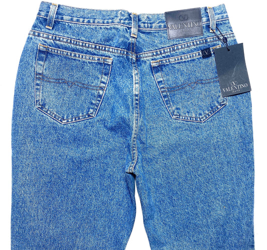 Valentino Jeans 99 NOS blue denim straight cut 501. Style jeans, size 33 - 46/48ITA