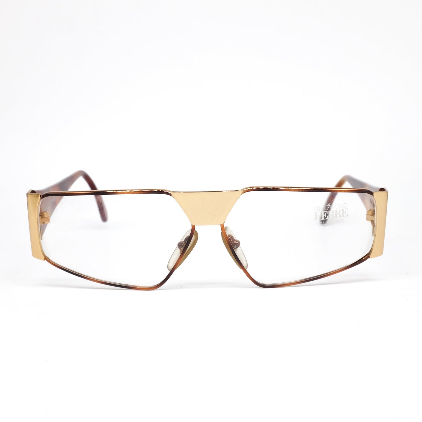 Gianfranco Ferrè GFF 38 brown tortoise/golden eyeglasses frames, NOS 1990s made in Italy.