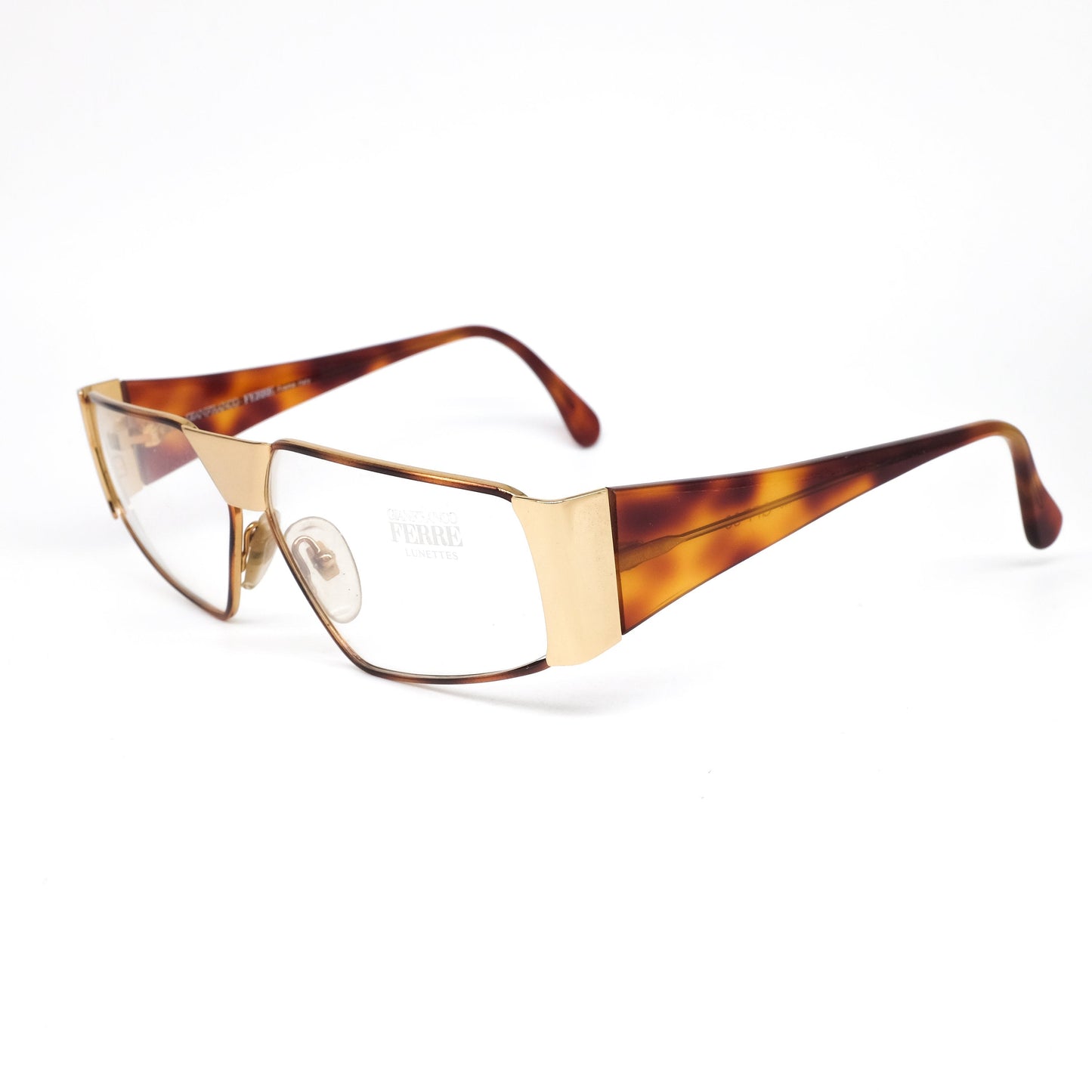 Gianfranco Ferrè GFF 38 brown tortoise/golden eyeglasses frames, NOS 1990s made in Italy.