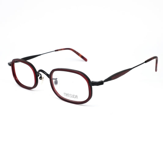 Matsuda square black/dark red metallic eyeglasses made in Japan, 1980s NOS