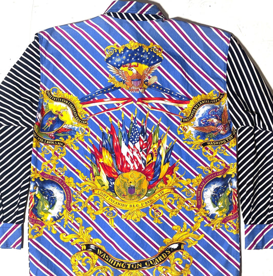 Versace Jeans Couture 90s Washington guarda regimental striped print shirt sz M, Mint