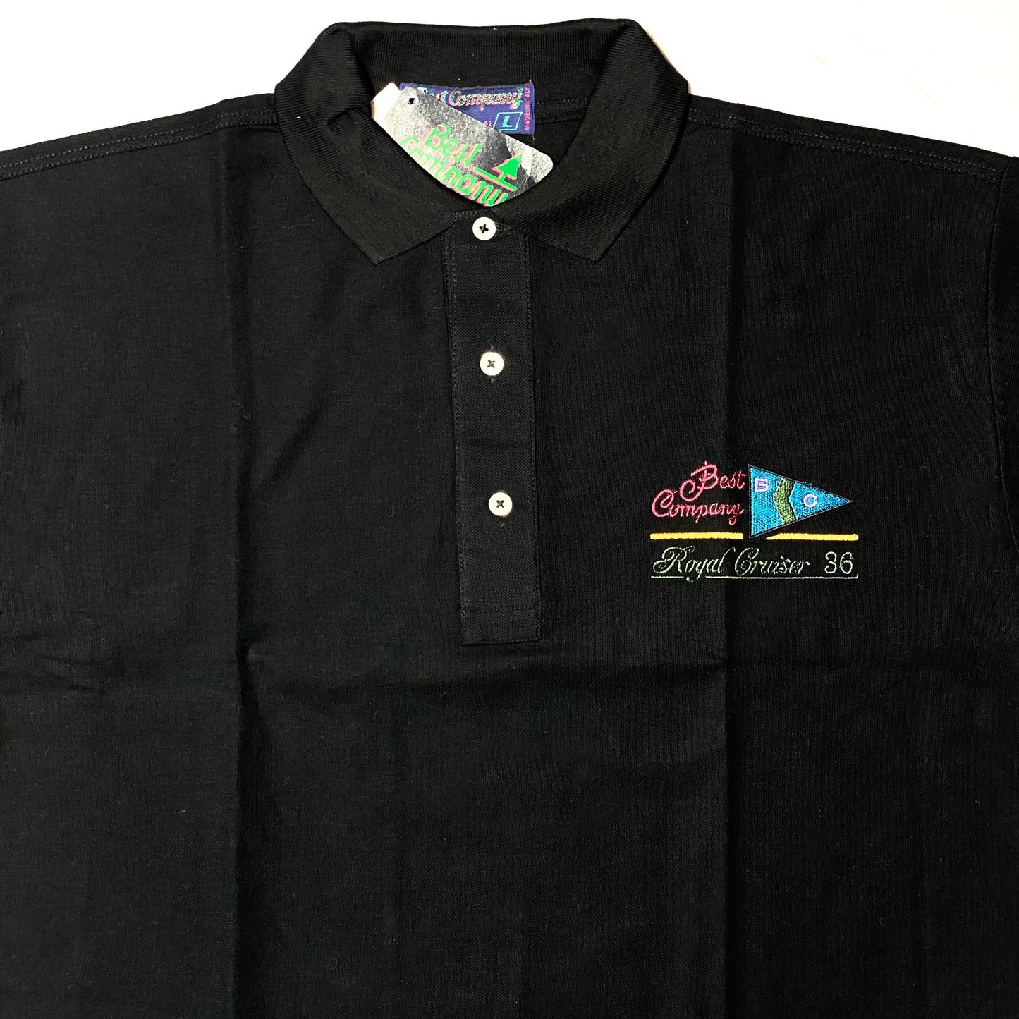 Best Company 80s Royal Cruiser 36 embroidered Black or White polo shirt new with tags, sizes available