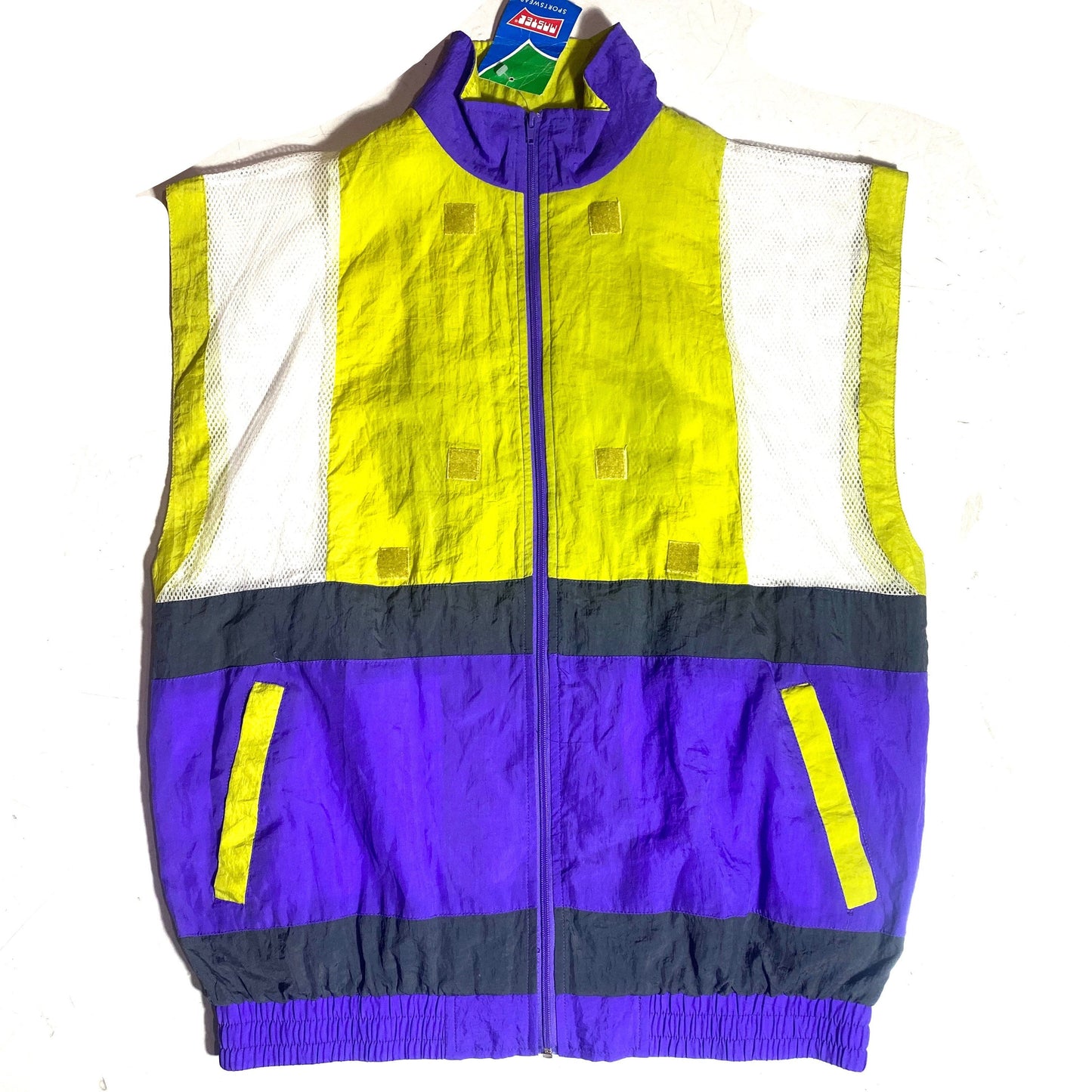 Master cute neon windbreaker vest customized with Versace vibe medusa patch on the back, NOs 90s