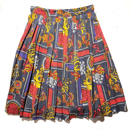 Armorica baroque pleated skirt made in 100% natural viscose fibre, Italy 90s sz 40