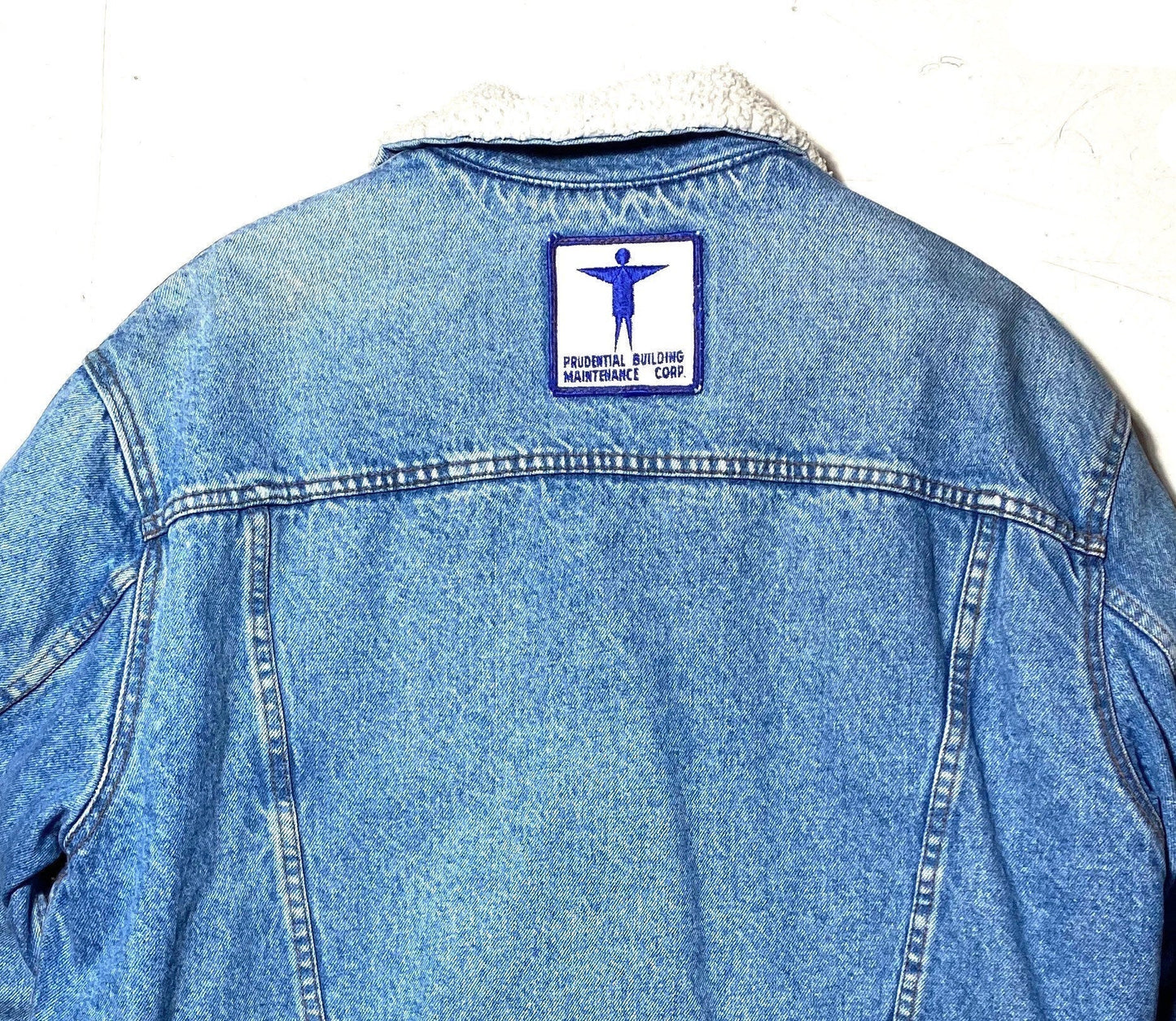 Mexicanino by Avirex blue denim Sherpa faux fur trucker jacket, 1980s great condition sz M