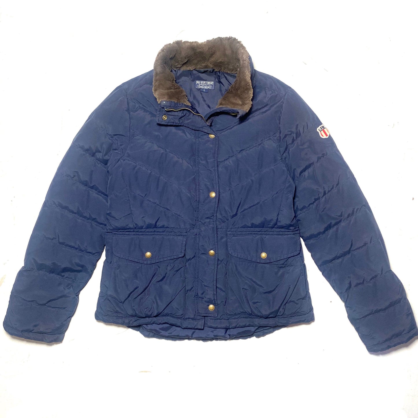 Ralph Lauren navy ladies down goose puffer jacket size L, perfect condition