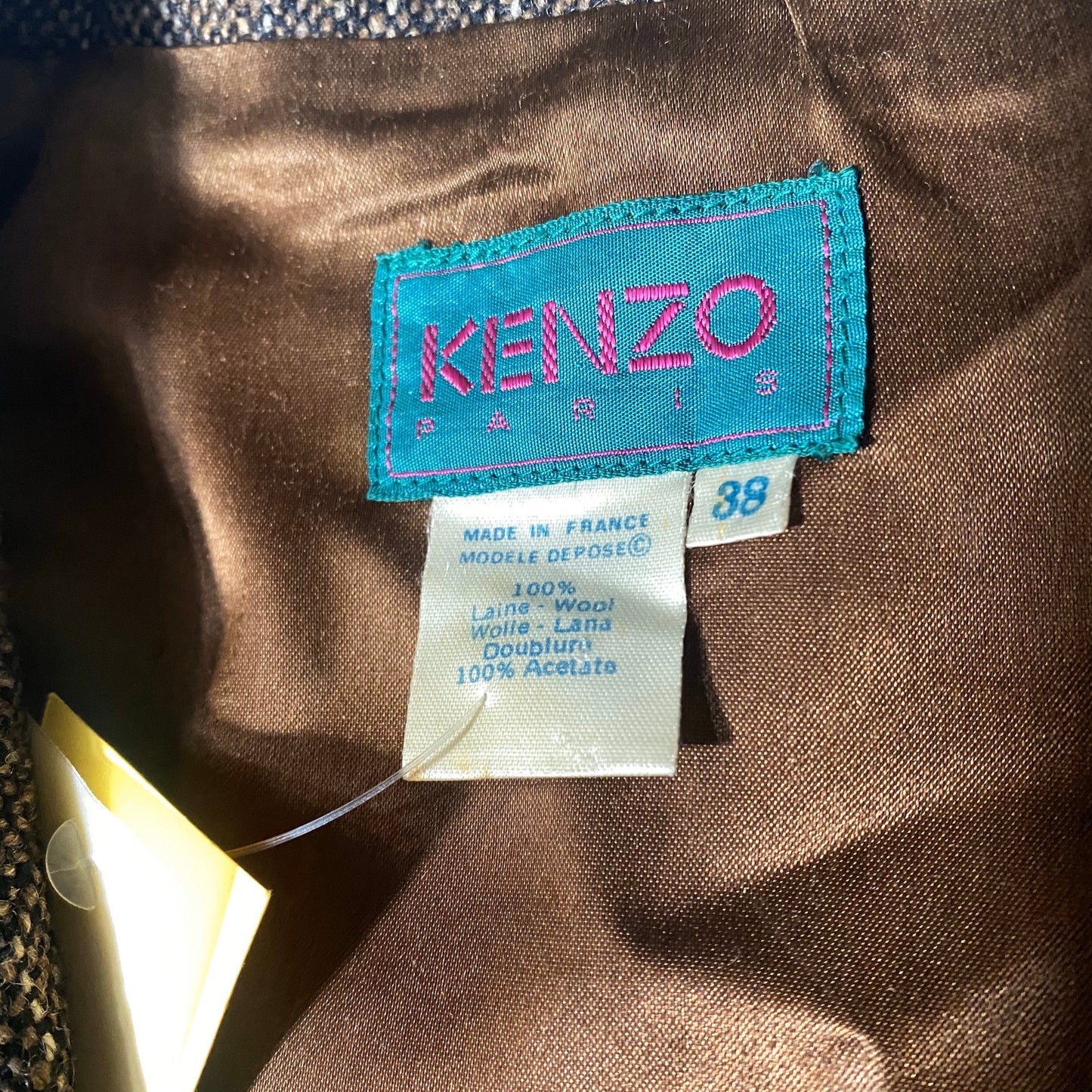 Kenzo Paris sz 38 ladies blazer, grayish brown pinstripe pure new wool jacket made in France, 80s mint condition