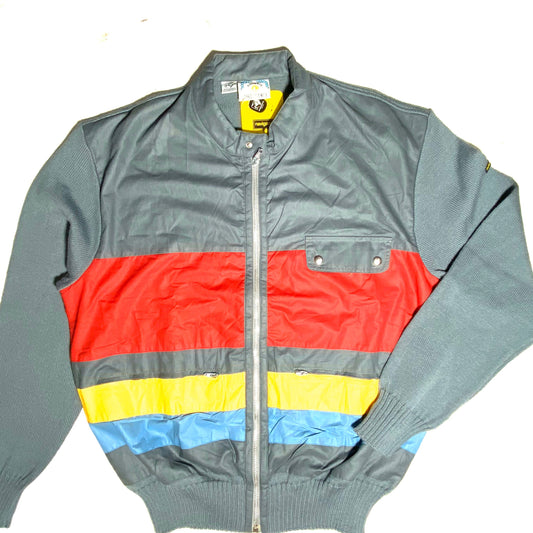 Navigare NWT sailor / mariner grey knitted zip up jumper / jacket, 1980s NOS Italy