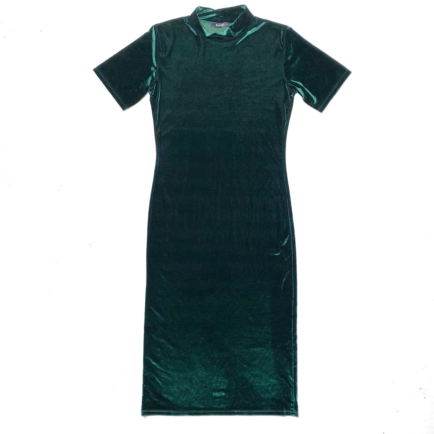 Dani emerald green elastic / slim fit velvet dress, minimal and elegant, mint