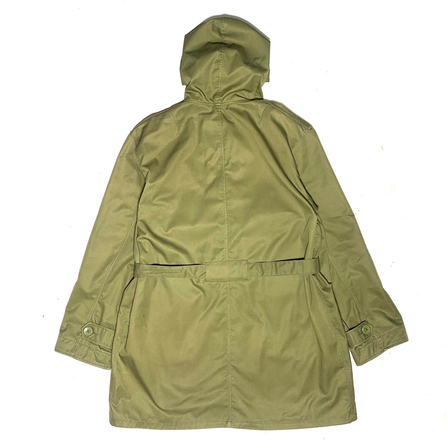 Italian military hooded rain coat/ parka cotton shell with hydro repellent lining, sz 50 M/L mint