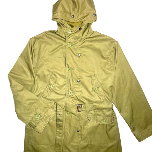 Italian military hooded rain coat/ parka cotton shell with hydro repellent lining, sz 50 M/L mint