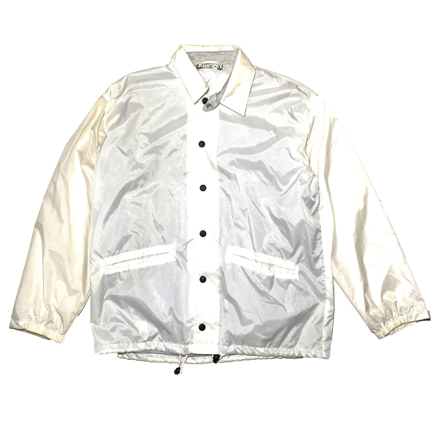 Aspesi white nylon rain jacket k-way with fleece lining, sz M