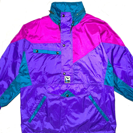 Salewa purple/green/fucsia rain jacket with extractable hood, new with tags made in Italy