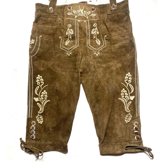 Reward trachten suede leather trousers, traditional German / Bavarian oktoberfest plus fours shorts, size M