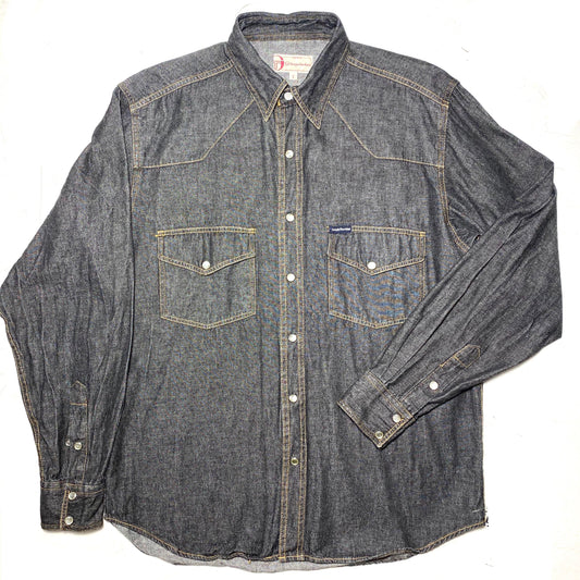 Sergio Tacchini gray denim shirt with mother of pearl snap buttons size S, perfect condition