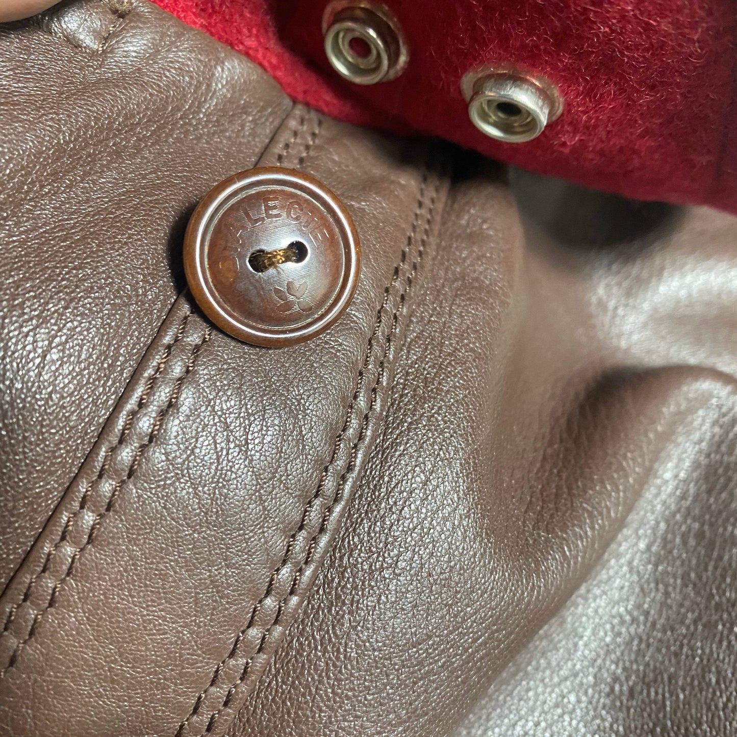Dialecte button cuff collar brown lambskin admiral jacket made in Italy in the 80s, in mint condition
