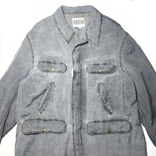 MEN go silk 100% classy washed grey utility style jacket, new old stock with tags