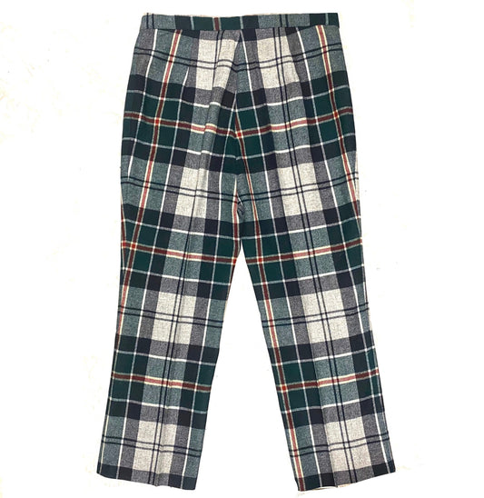 Benetton classic tartan green/red/navy wool blend ladies trousers size 40, mint condition