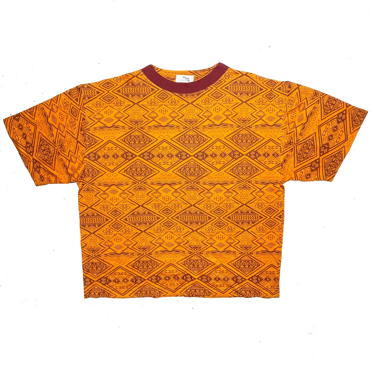 Amaranto navajo style t-shirt, finest knitted cotton jacquard piece, Italy 80s NOS