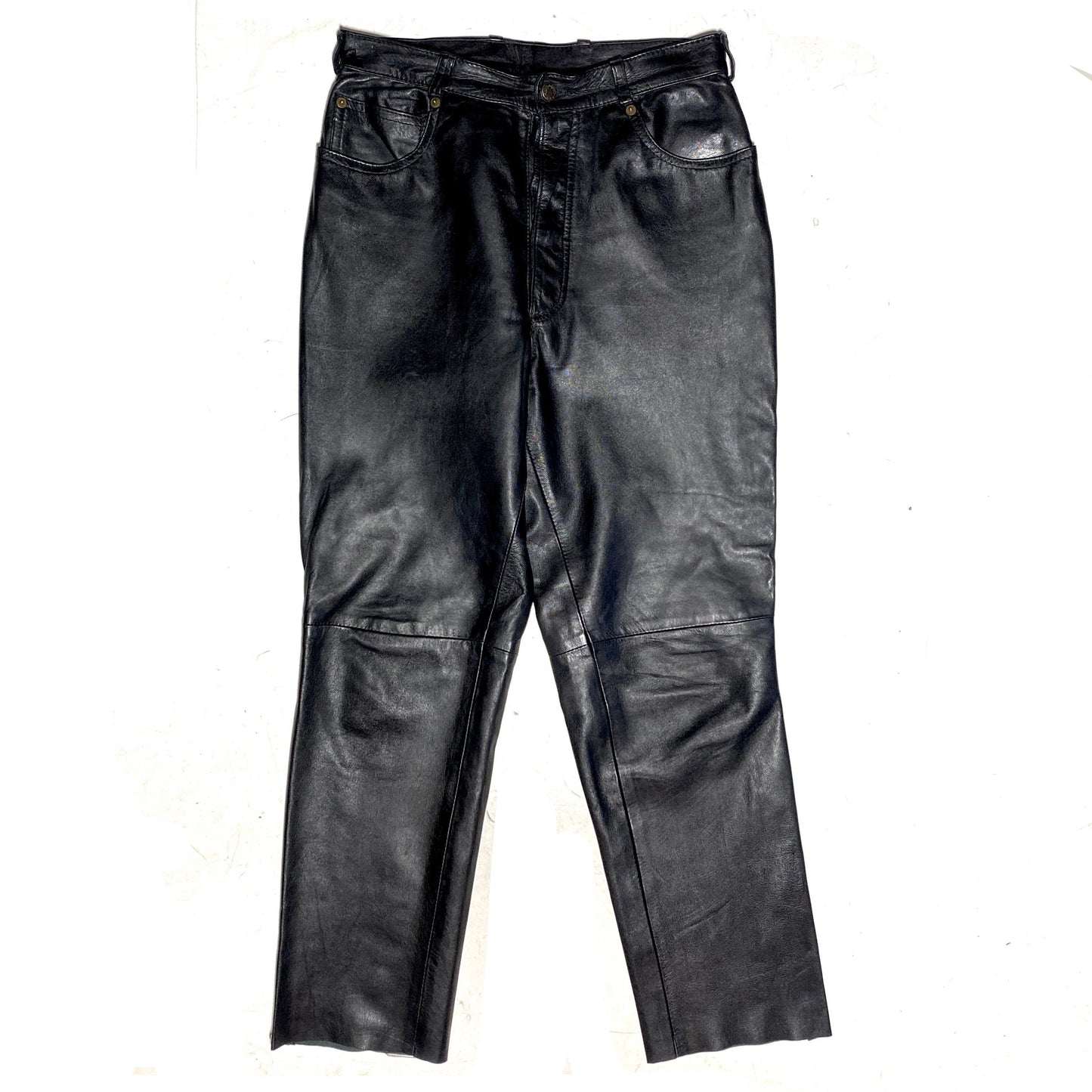 Soft Black lambskin leather rocker trousers jeans cut size 48/ 33, mint condition