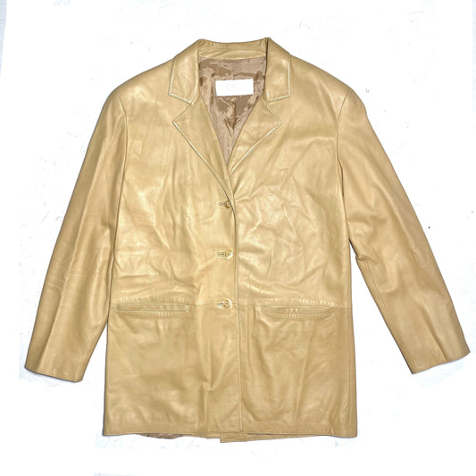 Genny 90s lambskin softest beige leather blazer, in great condition sz 42 / M