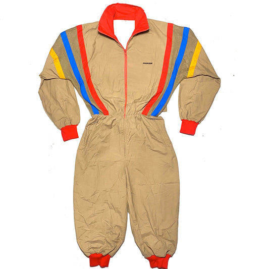Arriba 1970s beige cotton/wool mechanic / race jumpsuit kids size, new old stock in perfect condition